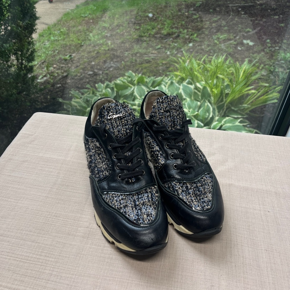 Cesare Paciotti Black and Gray Sneakers with Luxurious Texture